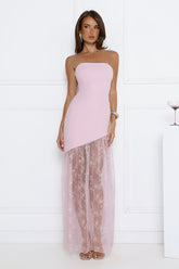 Fit For The Front Row Strapless Maxi Dress Pink