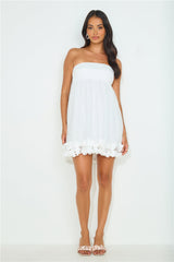Giving All Of Me Strapless Tulle Mini Dress White