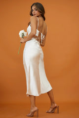 City Lights Cut-Out Waist Strappy Back Midi Dress Champagne