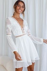 Carson Crochet Bell Sleeve Dress White