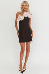Viktoria Strapless Concertina Decoration Mini Dress Black