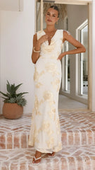 Nikova Maxi Dress - Yellow Embroidery