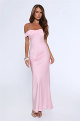 The Sophisticate Off Shoulder Maxi Dress Pink