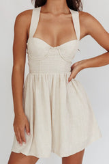 French Riviera Sweetheart Neckline Mini Dress Natural